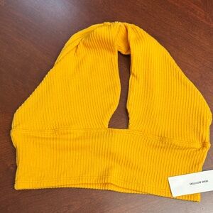 Yellow Ribbed Halter Top